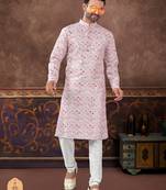 Degital printed with fancy batan kurta pajama set