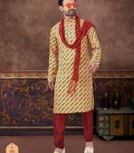 Degital printed with fancy batan  kurta pajama set without dupatta