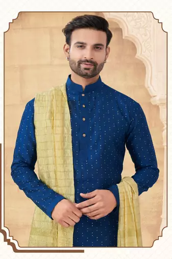 Full computer amrodery sequence, star & thread work kurta pajama set without dupatta