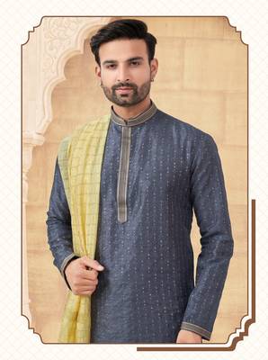 Full computer amrodery sequence, star & thread work kurta pajama set without dupatta 2