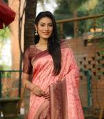 Onion pink Kanjivaram Soft Silk Saree