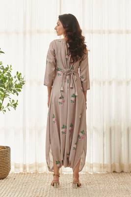 Mocha brown polka dot dhoti jumpsuit 3