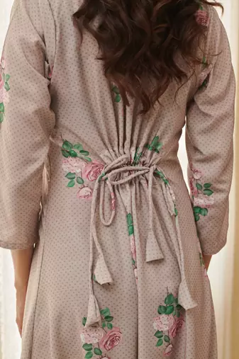 Mocha brown polka dot dhoti jumpsuit