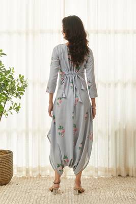 Soft blue polka dot dhoti jumpsuit 2
