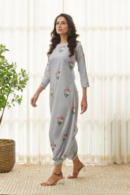 Soft blue polka dot dhoti jumpsuit 3