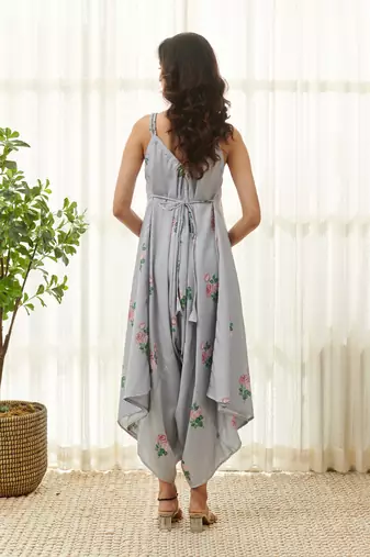 Soft blue polka dot palazzo jumpsuit