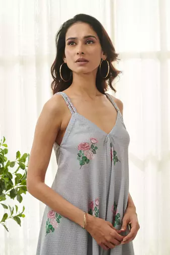 Soft blue polka dot palazzo jumpsuit