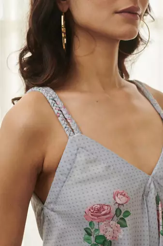 Soft blue polka dot palazzo jumpsuit