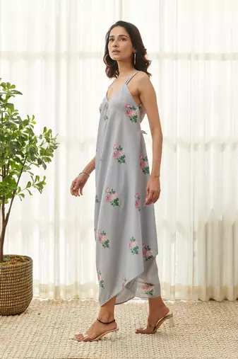 Soft blue polka dot palazzo jumpsuit