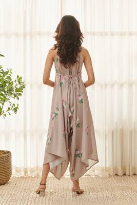 Mocha brown polka dot palazzo jumpsuit 2