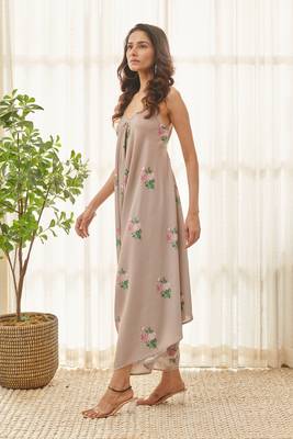Mocha brown polka dot palazzo jumpsuit 3