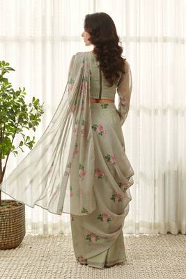 Moss green ready saree set 2