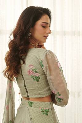 Moss green ready saree set 5