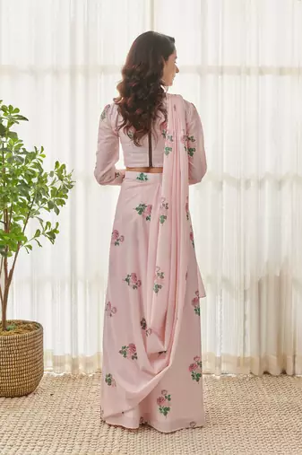 Sweet pink ready saree set