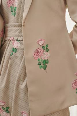 Mocha brown polka dot saree dress & blazer 4
