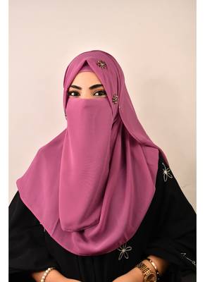 Purple luxury bridal wedding wear hijab scarf   with stonework 4