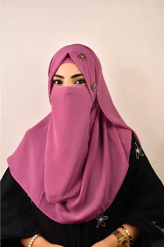 Purple luxury bridal wedding wear hijab scarf   with stonework