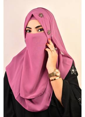 Purple luxury bridal wedding wear hijab scarf   with stonework 1