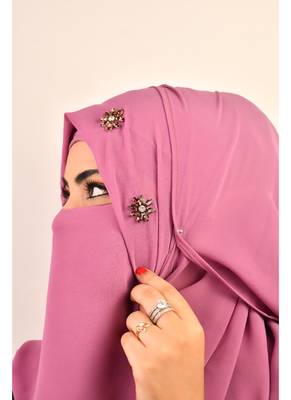 Purple luxury bridal wedding wear hijab scarf   with stonework 5