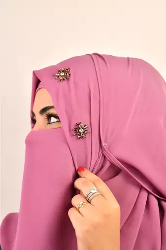 Purple luxury bridal wedding wear hijab scarf   with stonework