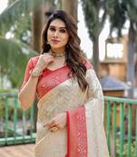 Kanjivaram Pattu With Zari Weaving Comes Leheriya Saree