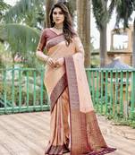 Kanjivaram Pattu With Zari  Weaving Comes Leheriya Saree