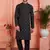 black jacquard silk brocade kurta churidar pyjama set for men traditional wear