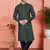 green jaqurd silk brocade kurta churidar