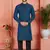 blue jaqurd silk brocade kurta churidar