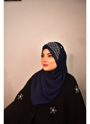Nevy blue luxury bridal wedding wear hijab scarf   with handwork 5
