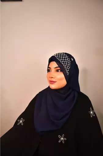 Nevy blue luxury bridal wedding wear hijab scarf   with handwork