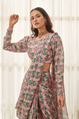 Kobi pink ready saree set 8