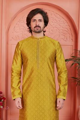 golden jaqurd silk brocade kurta churidar 2
