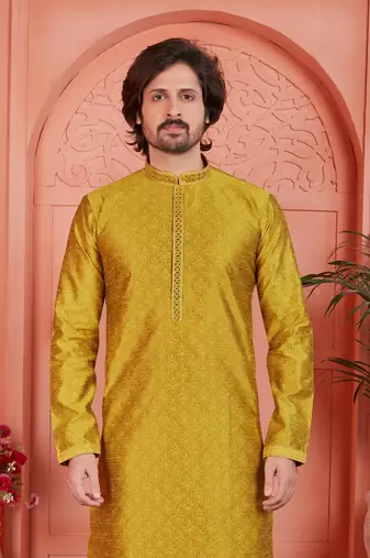 golden jaqurd silk brocade kurta churidar
