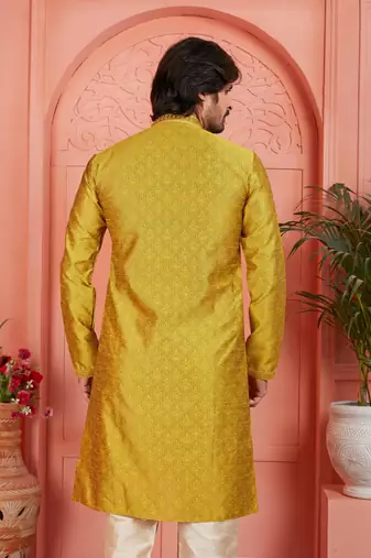 golden jaqurd silk brocade kurta churidar