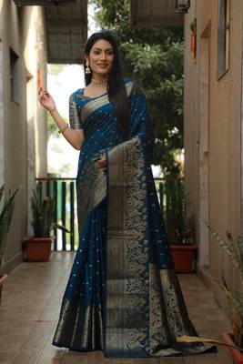 Handmade Bandhej kanjivaram silk blend Saree 1
