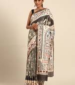 Sangam prints olive green cotton digital print festival saree