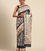 Sangam prints blue cotton digital print festival saree