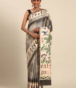 Sangam prints khaki cotton digital print festival saree