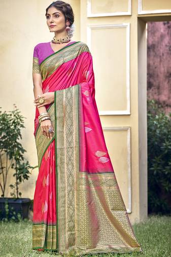 Sangam prints rani silk woven work festival saree
