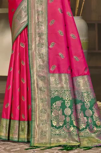 Sangam prints rani silk woven work festival saree