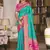 Sangam prints teal green silk woven work festival saree