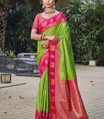 Sangam prints light green silk woven work festival saree