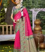 Sangam prints rani silk woven work festival saree