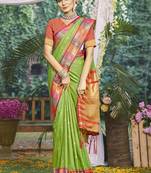 Sangam prints light green silk woven work festival saree