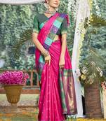 Sangam prints rani silk woven work festival saree