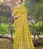 Sangam prints olive green linen woven work festival saree