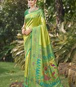 Sangam prints sea green silk woven work festival saree