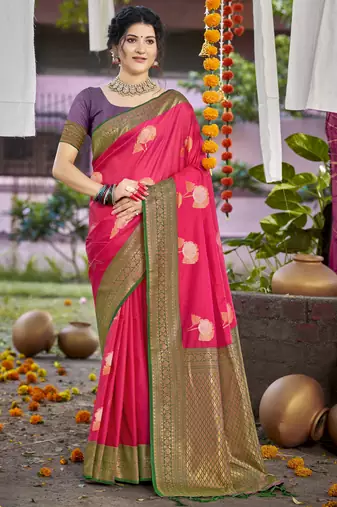 Sangam prints rani silk woven work festival saree