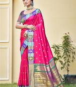 Sangam prints rani silk woven work festival saree